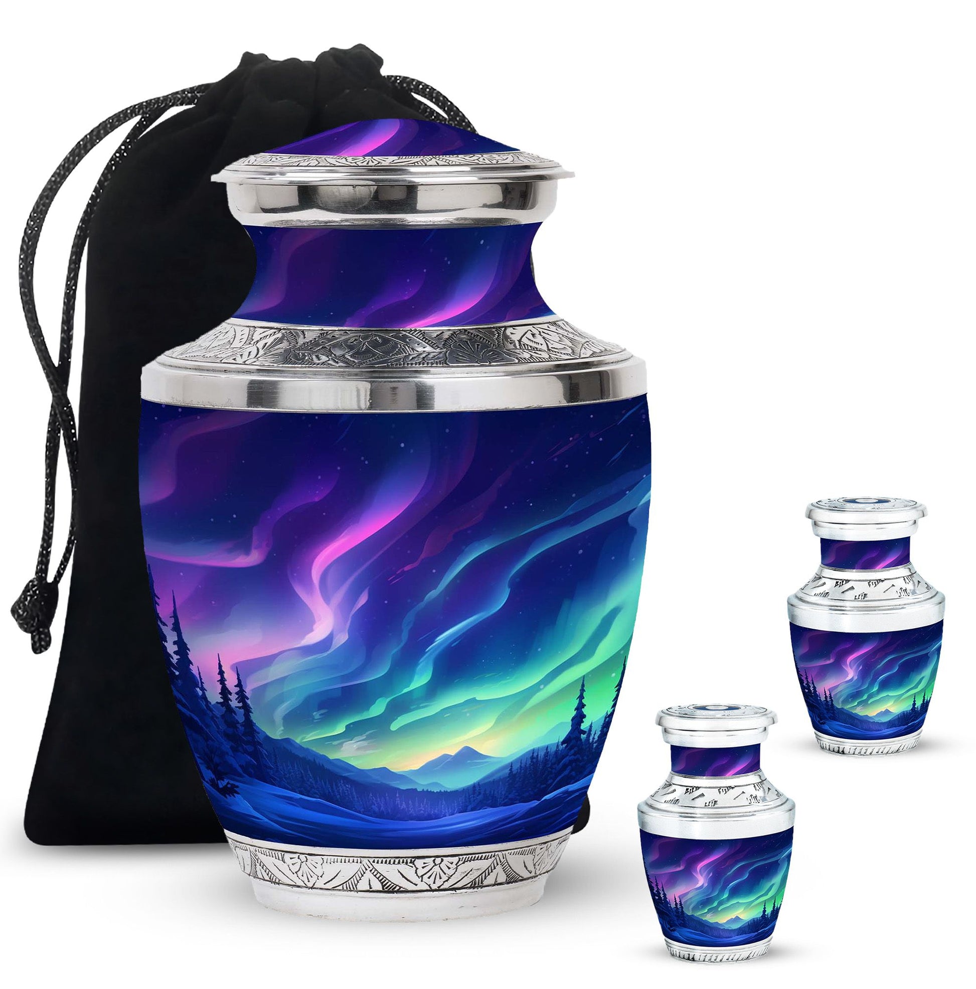 Aurora Borealis - Northern Lights Teardrop, Heart Shape Urn