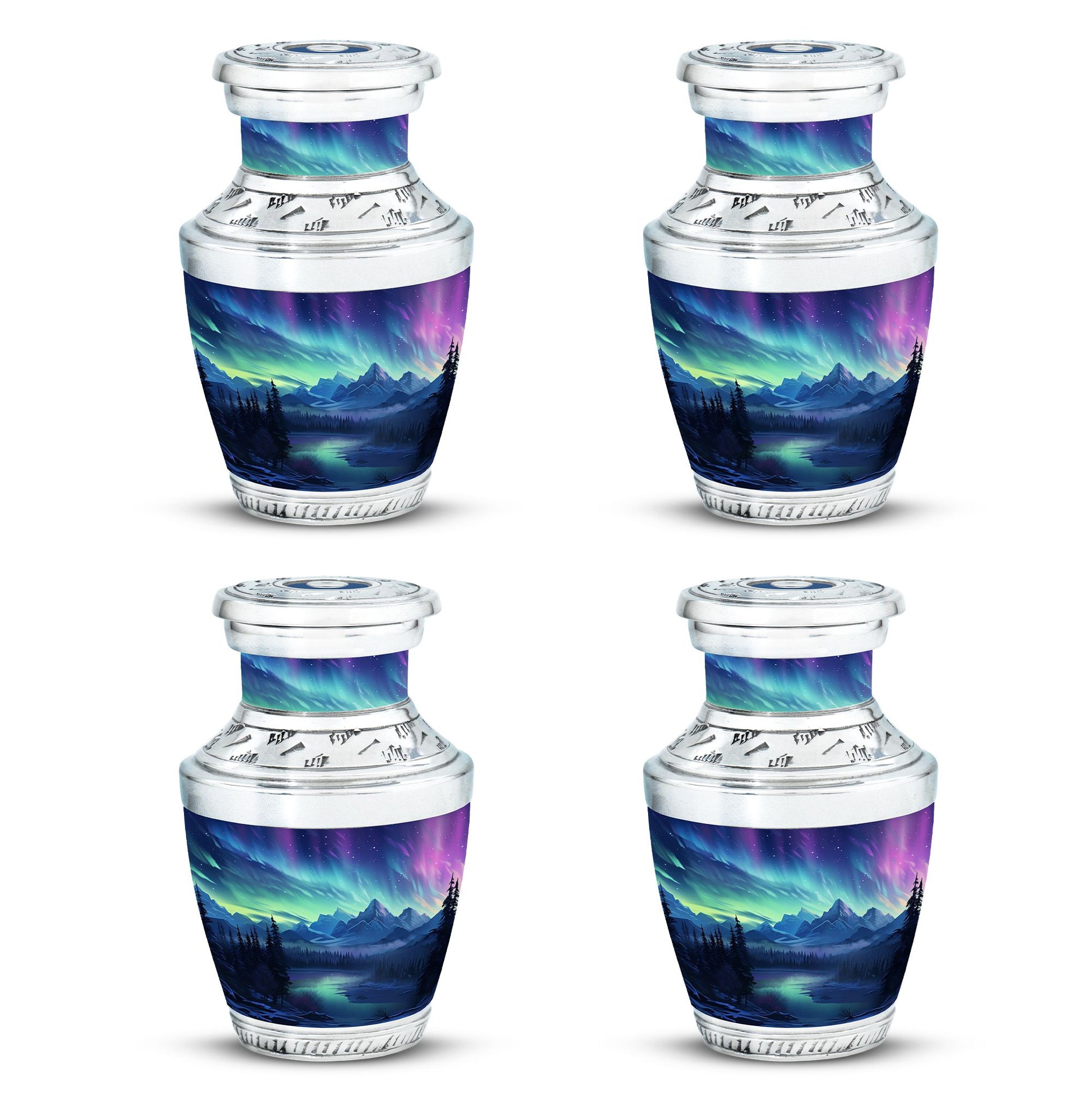 Mountain Lake - Northern Lights Teardrop, Heart Shape Urn