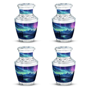 Mountain Lake - Northern Lights Teardrop, Heart Shape Urn