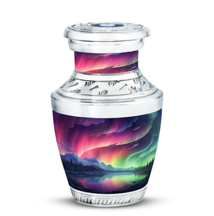 Peaceful Mountain - Northern Lights Teardrop, Heart Cremation Urn