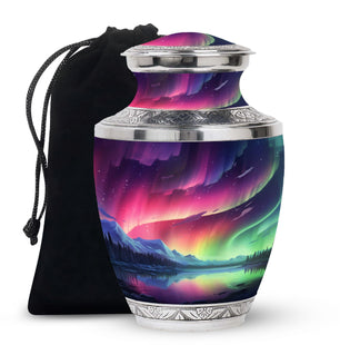 Peaceful Mountain - Northern Lights Teardrop, Heart Cremation Urn