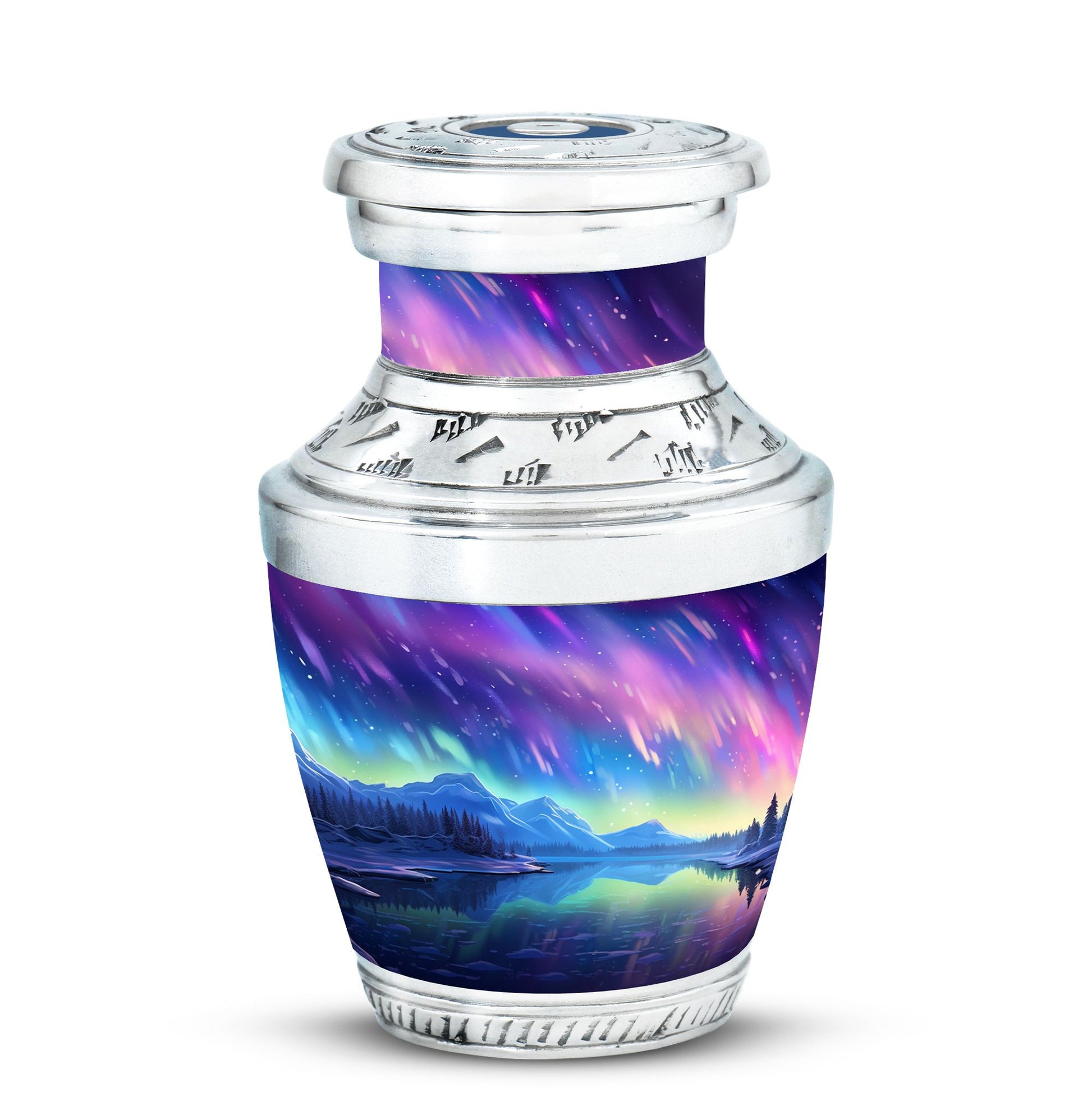 Mountain - Northern Lights Teardrop, Heart Cremation Urn