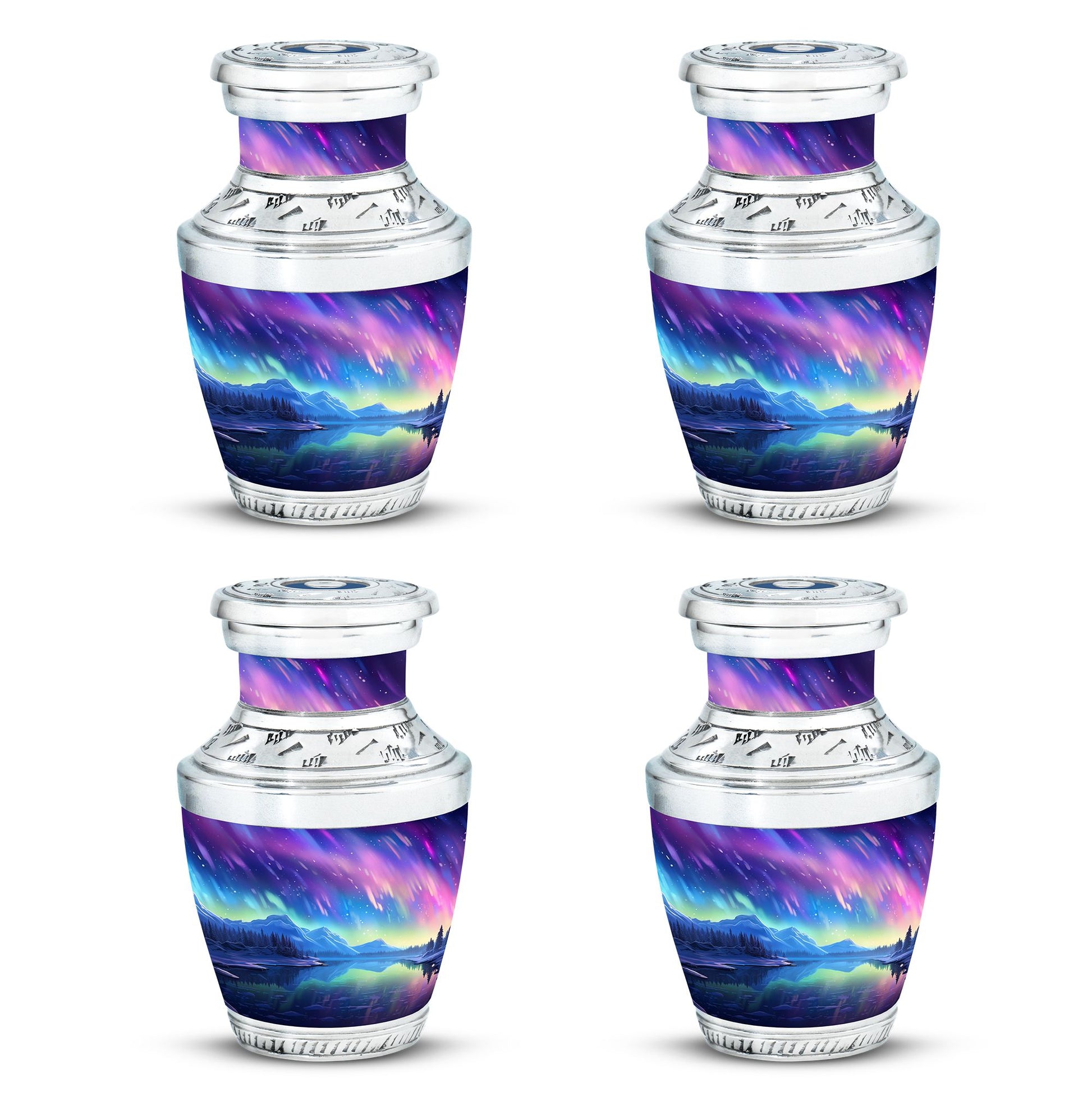 Mountain - Northern Lights Teardrop, Heart Cremation Urn