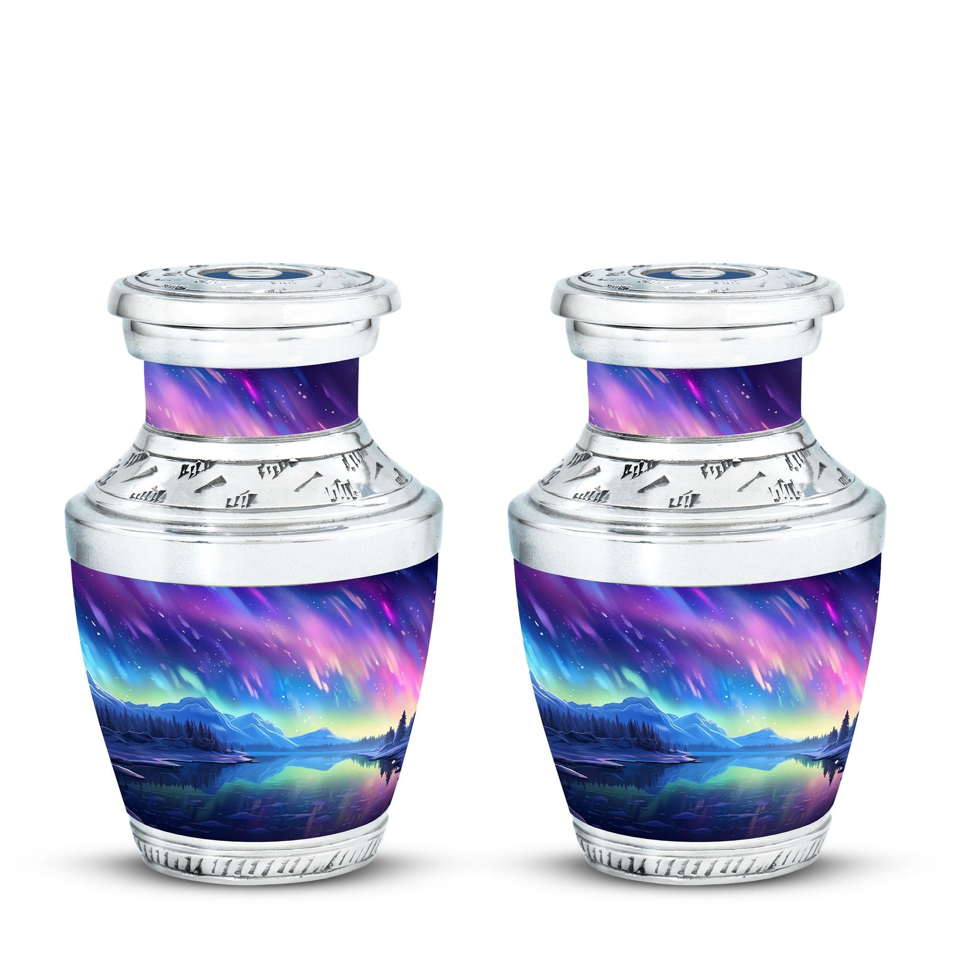 Mountain - Northern Lights Teardrop, Heart Cremation Urn