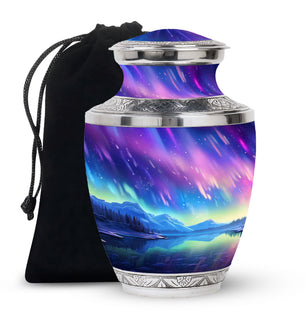 Mountain - Northern Lights Teardrop, Heart Cremation Urn
