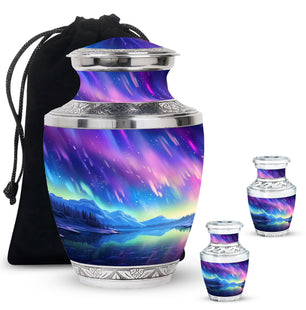 Mountain - Northern Lights Teardrop, Heart Cremation Urn