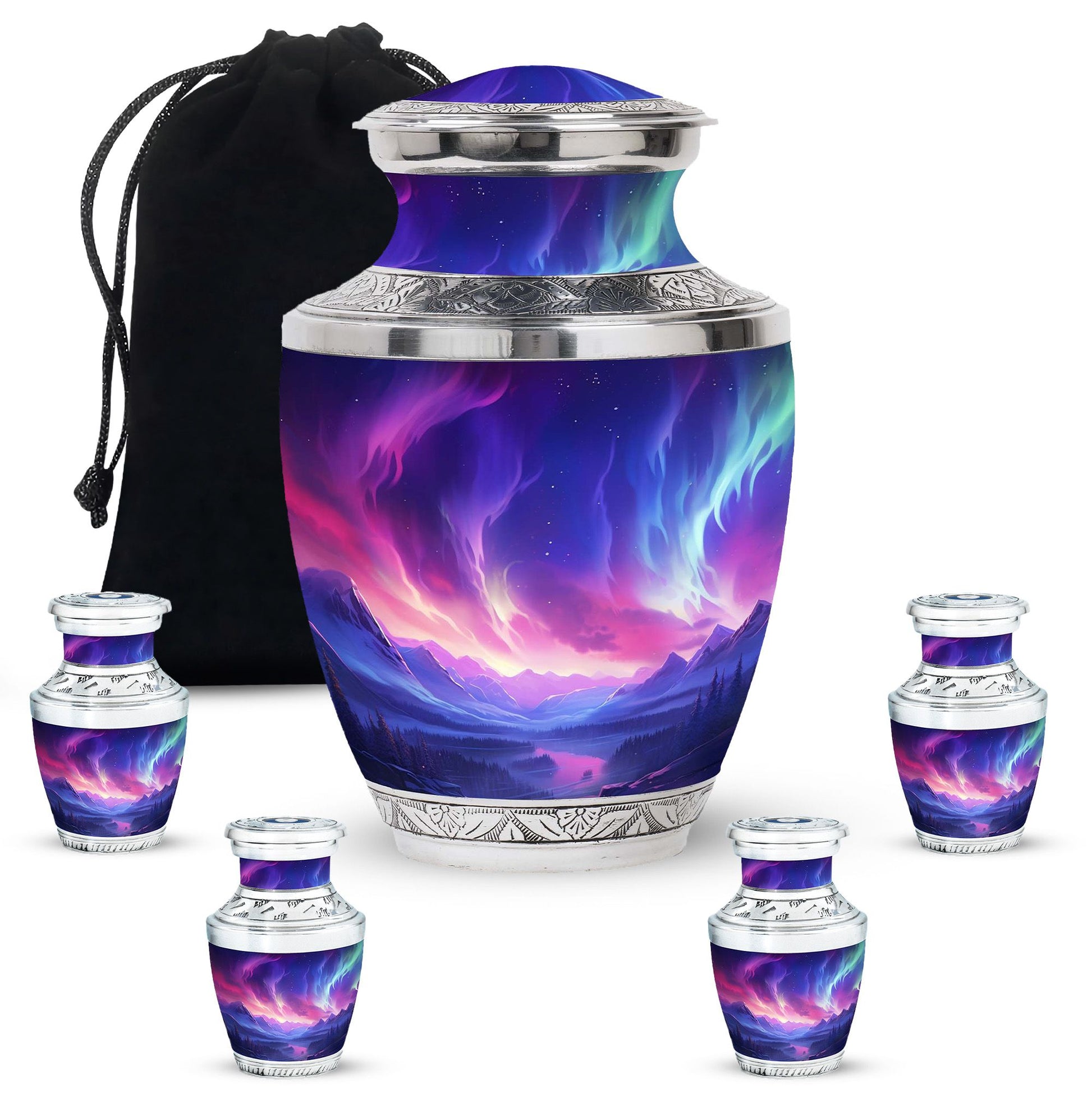Twilight Northern Lights - Northern Lights Teardrop, Heart Urn