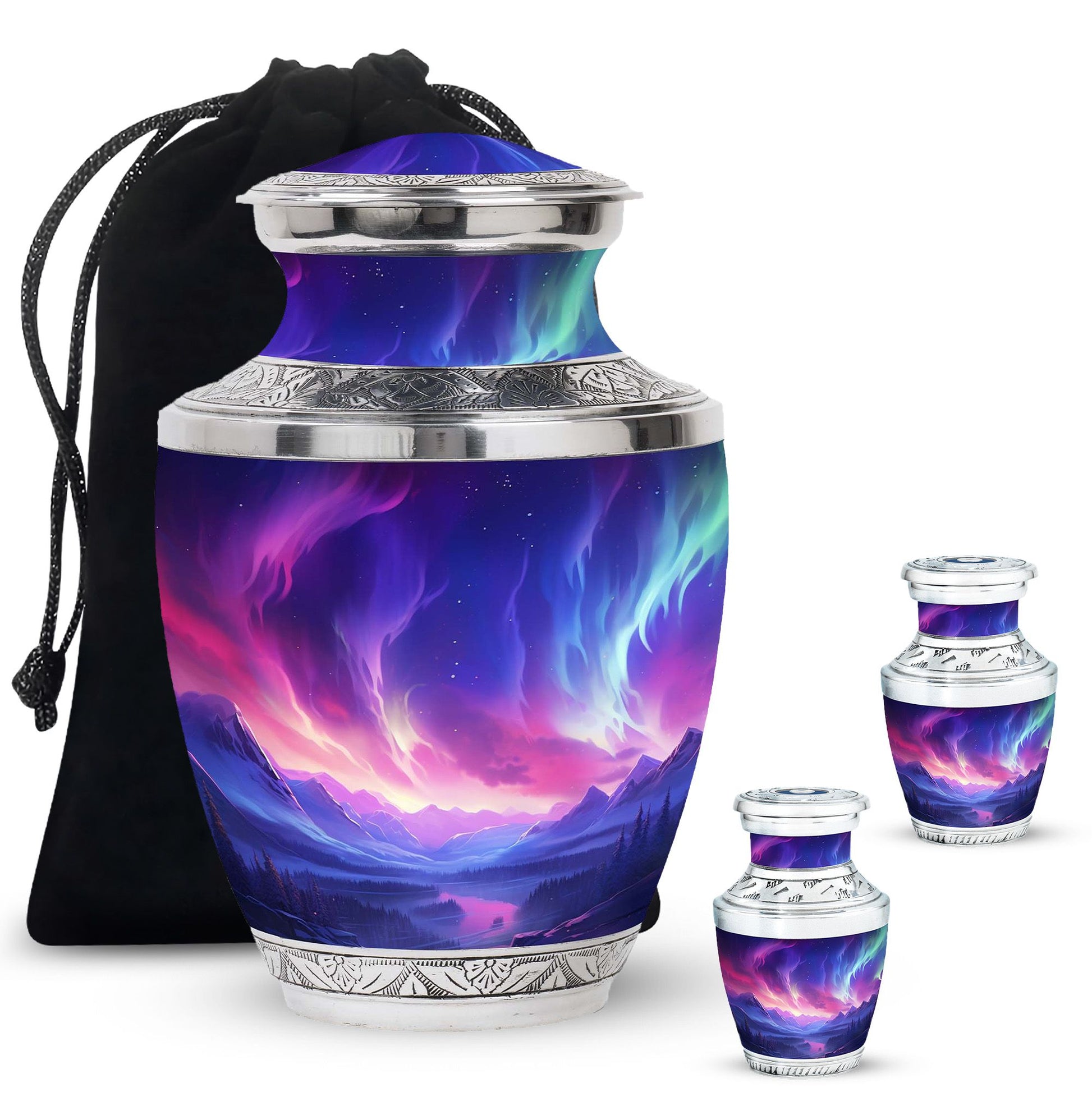 Twilight Northern Lights - Northern Lights Teardrop, Heart Urn