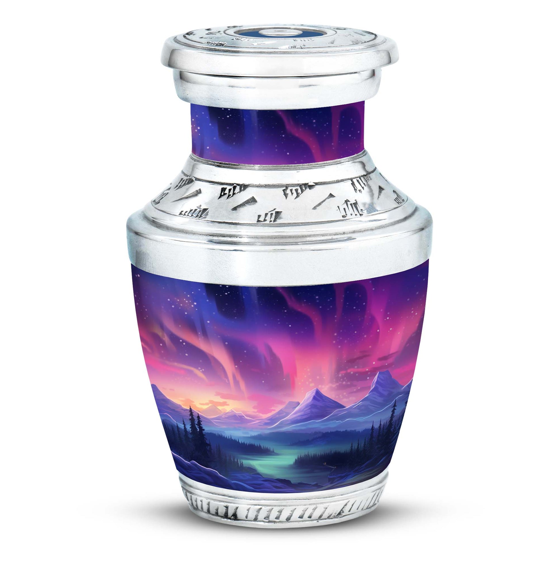 Evening Skies - Northern Light Teardrop, Heart Cremation Urn For Ashes