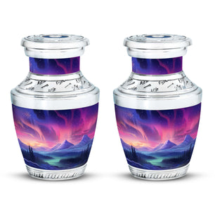 Evening Skies - Northern Light Teardrop, Heart Cremation Urn For Ashes