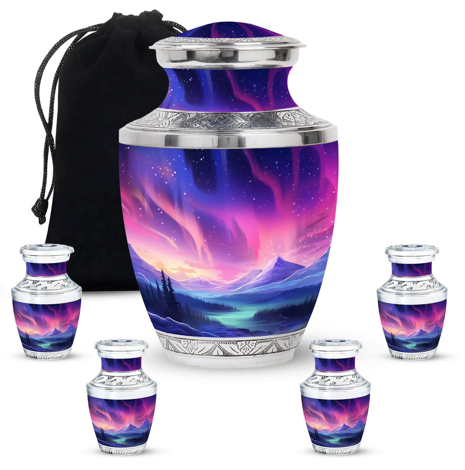 Evening Skies - Northern Light Teardrop, Heart Cremation Urn For Ashes
