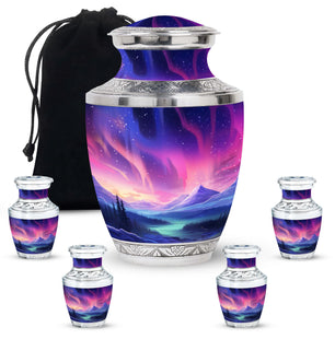 Evening Skies - Northern Light Teardrop, Heart Cremation Urn For Ashes