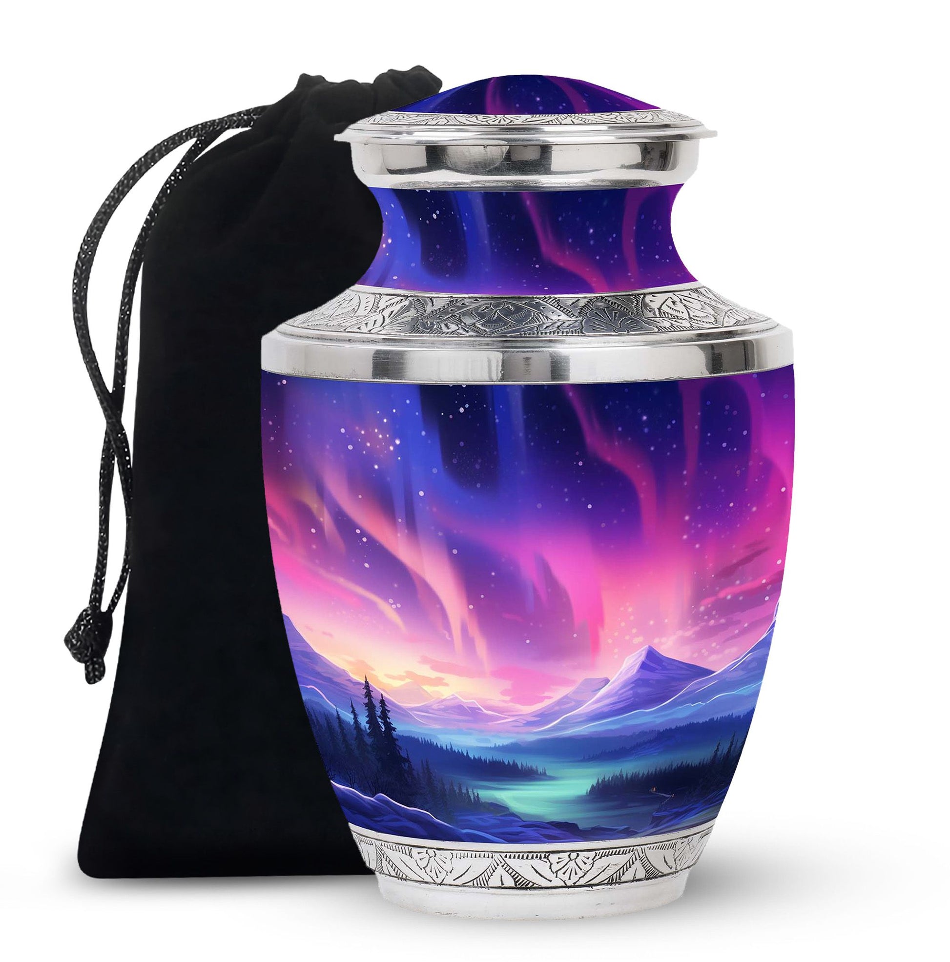 Evening Skies - Northern Light Teardrop, Heart Cremation Urn For Ashes