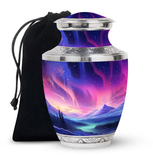 Evening Skies - Northern Light Teardrop, Heart Cremation Urn For Ashes