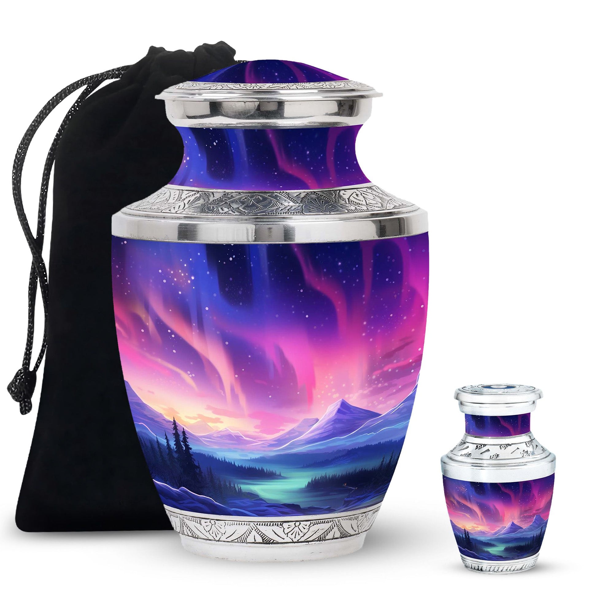 Evening Skies - Northern Light Teardrop, Heart Cremation Urn For Ashes