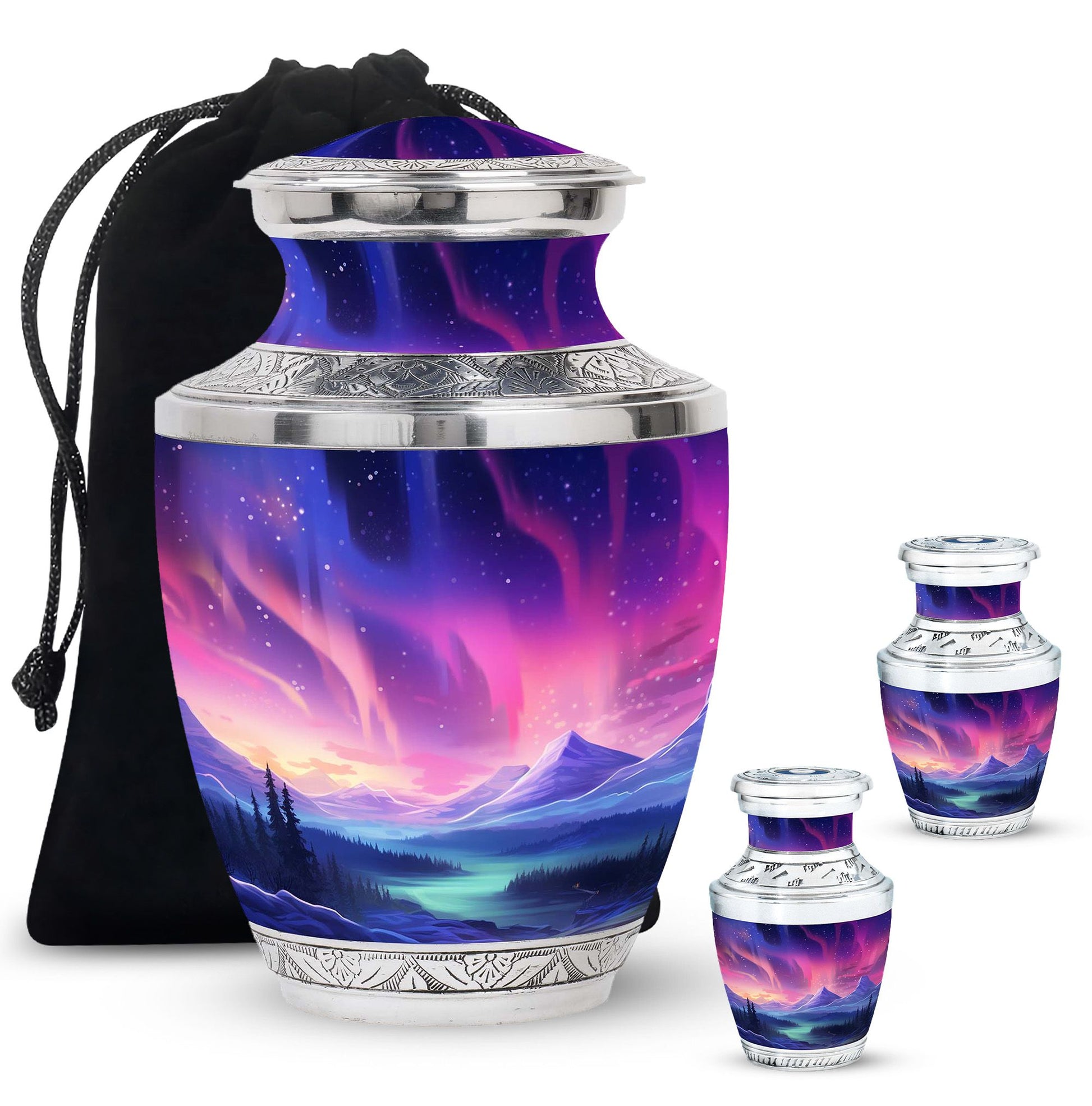 Evening Skies - Northern Light Teardrop, Heart Cremation Urn For Ashes