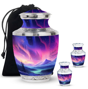 Evening Skies - Northern Light Teardrop, Heart Cremation Urn For Ashes