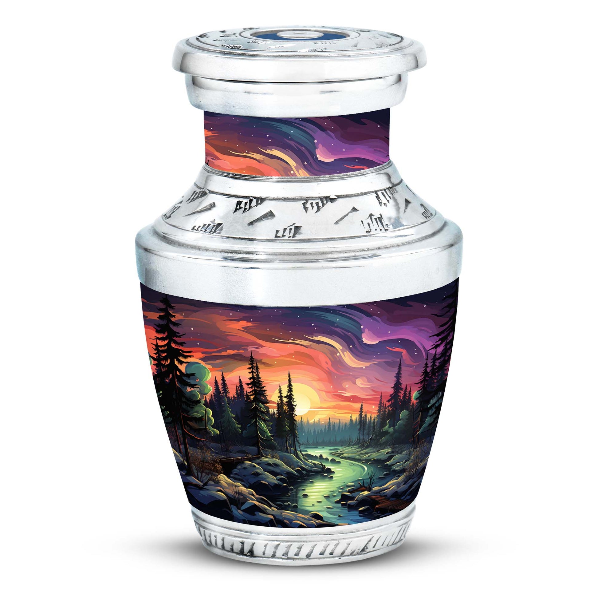 Twilight Forest - Northern Lights Large Teardrop, Heart Urn For Ashes