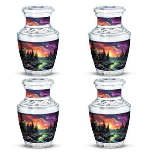 Twilight Forest - Northern Lights Large Teardrop, Heart Urn For Ashes