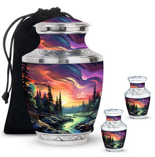 Twilight Forest - Northern Lights Large Teardrop, Heart Urn For Ashes