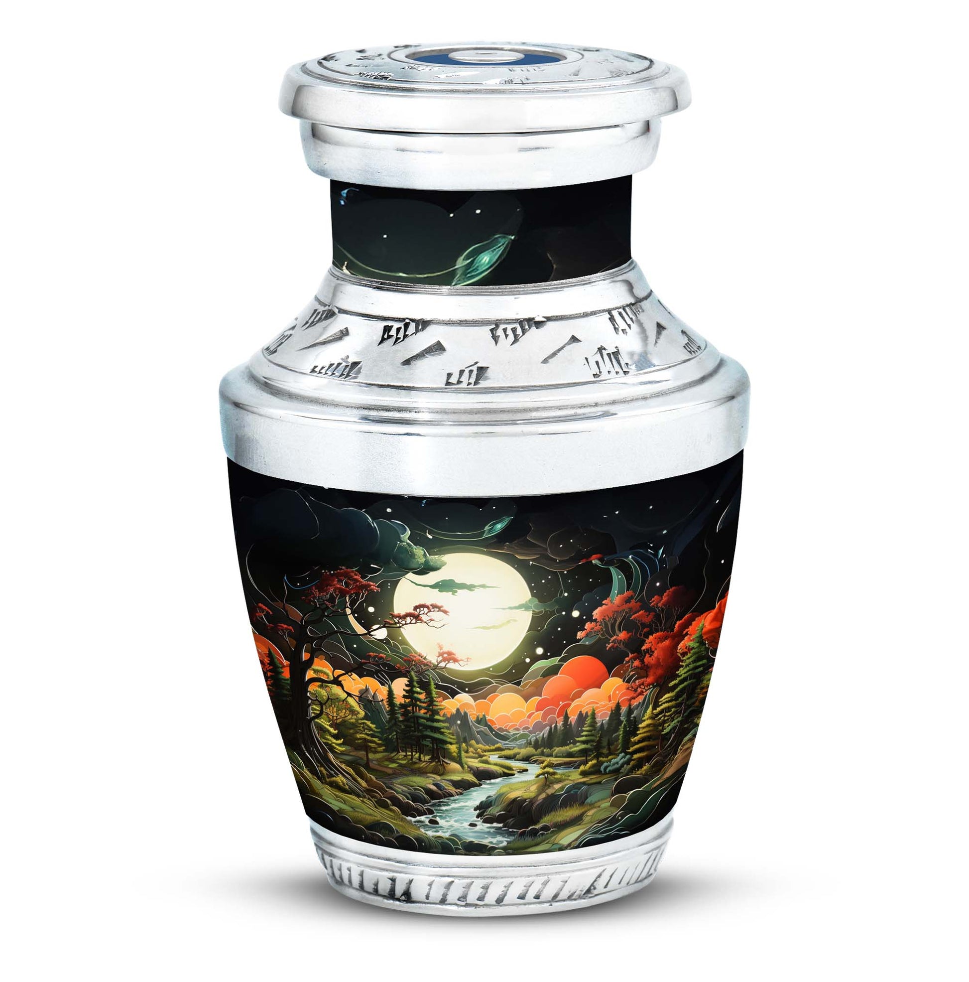 Lunar In Valley - Northern Lights Teardrop, Heart Cremation Urn