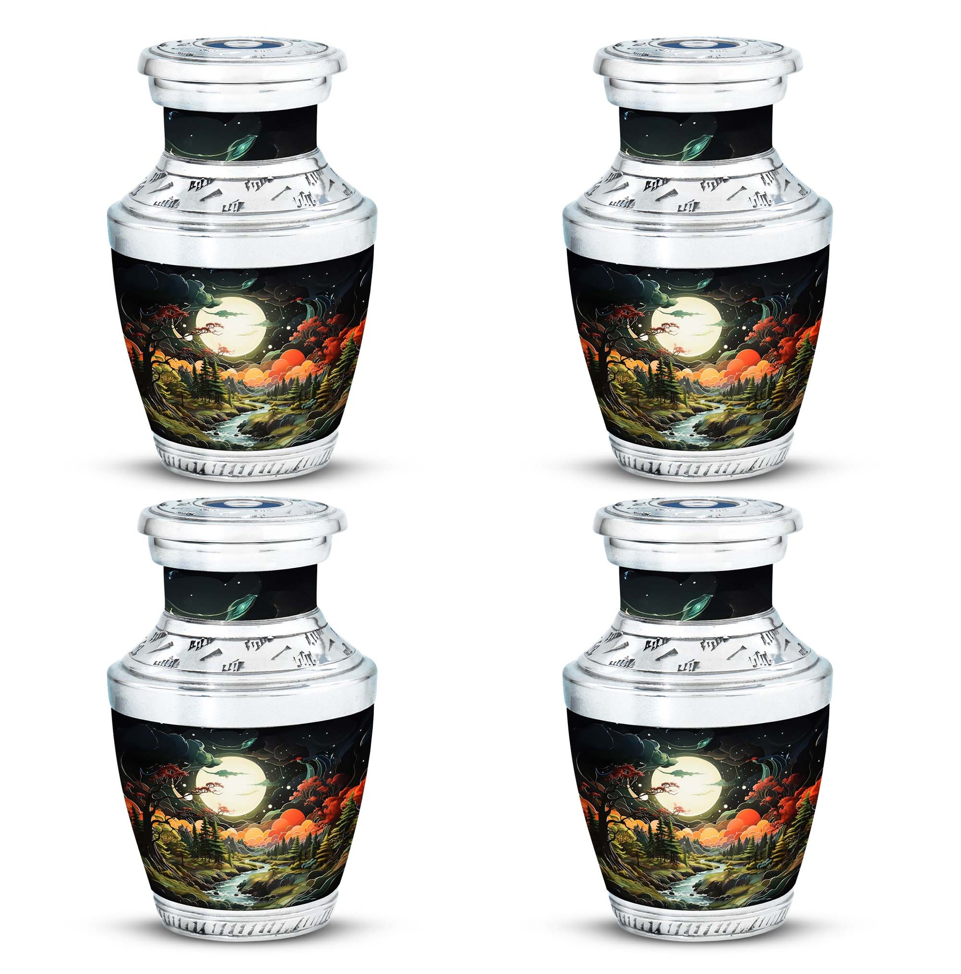 Lunar In Valley - Northern Lights Teardrop, Heart Cremation Urn