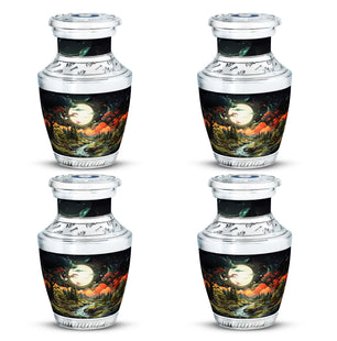 Lunar In Valley - Northern Lights Teardrop, Heart Cremation Urn