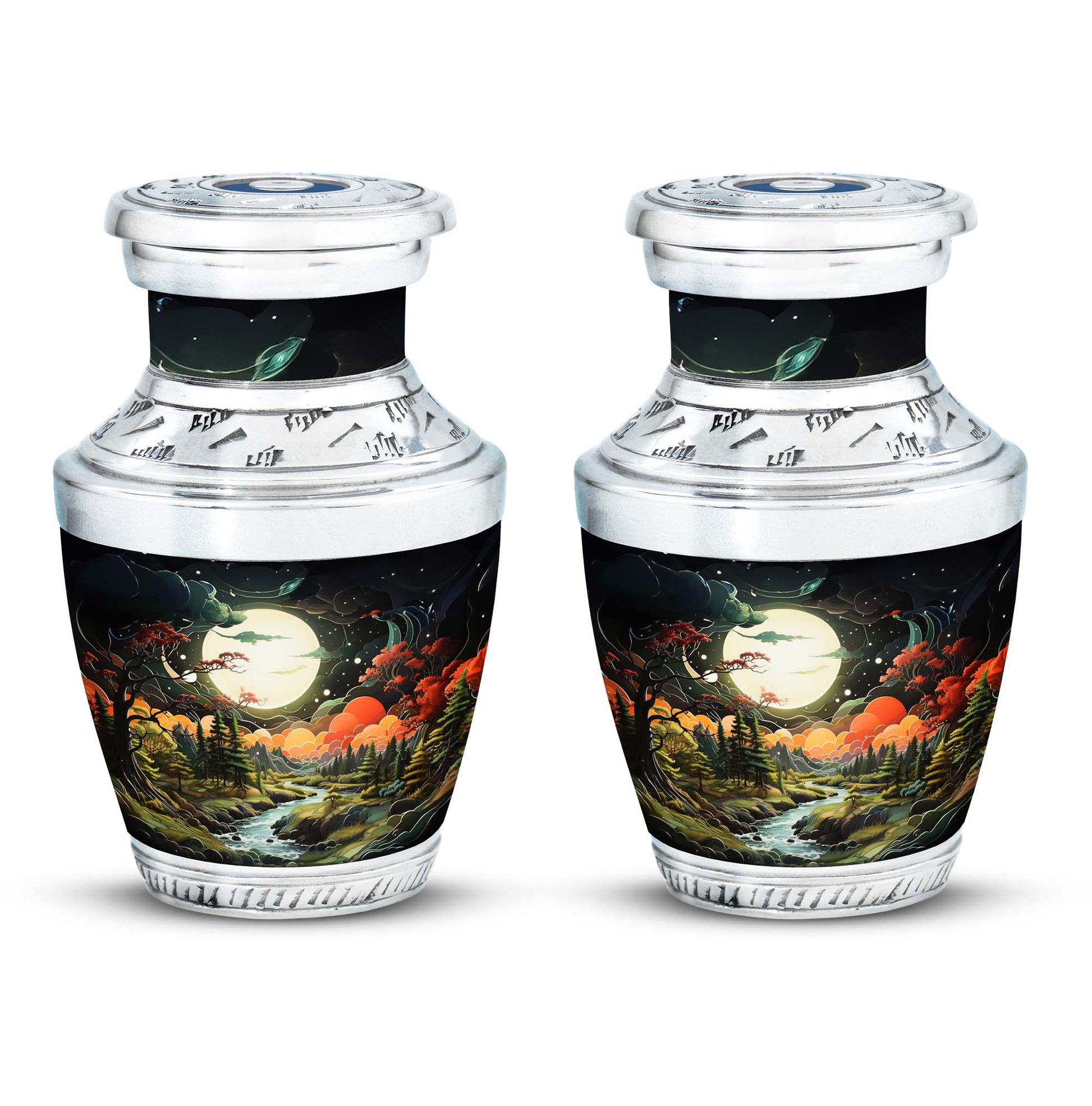 Lunar In Valley - Northern Lights Teardrop, Heart Cremation Urn