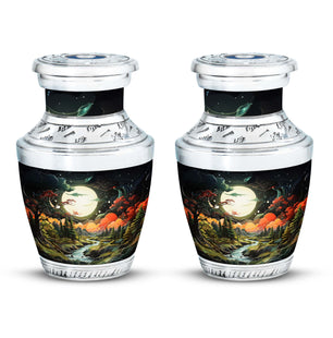 Lunar In Valley - Northern Lights Teardrop, Heart Cremation Urn