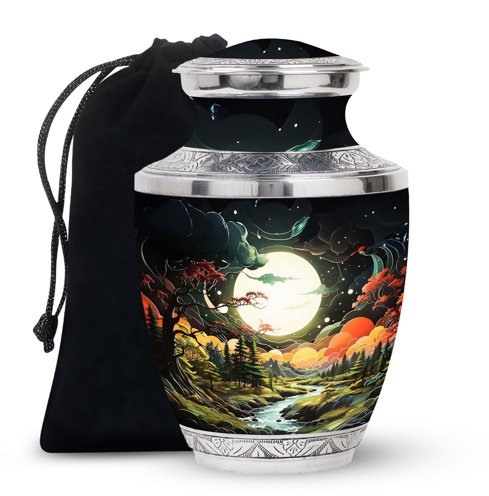 Lunar In Valley - Northern Lights Teardrop, Heart Cremation Urn