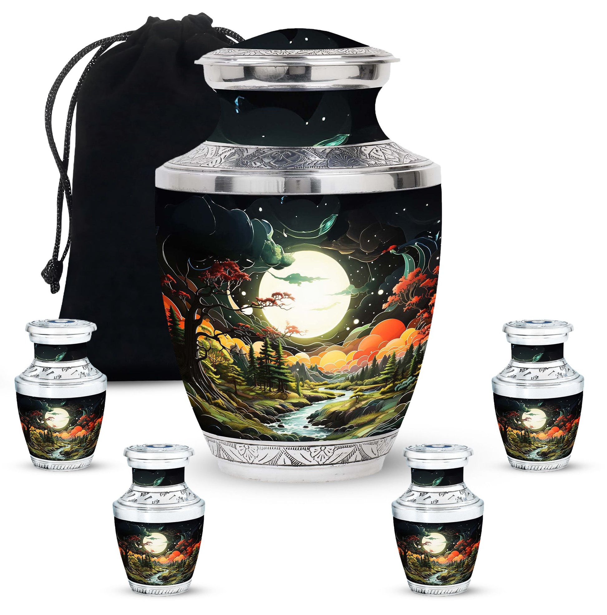 Lunar In Valley - Northern Lights Teardrop, Heart Cremation Urn