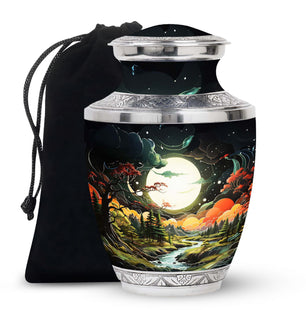 Lunar In Valley - Northern Lights Teardrop, Heart Cremation Urn