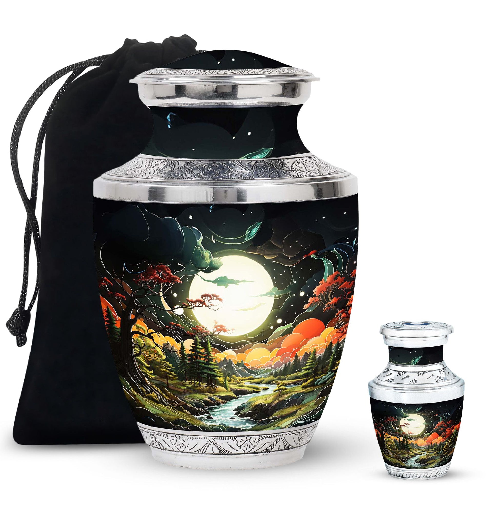 Lunar In Valley - Northern Lights Teardrop, Heart Cremation Urn