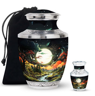 Lunar In Valley - Northern Lights Teardrop, Heart Cremation Urn