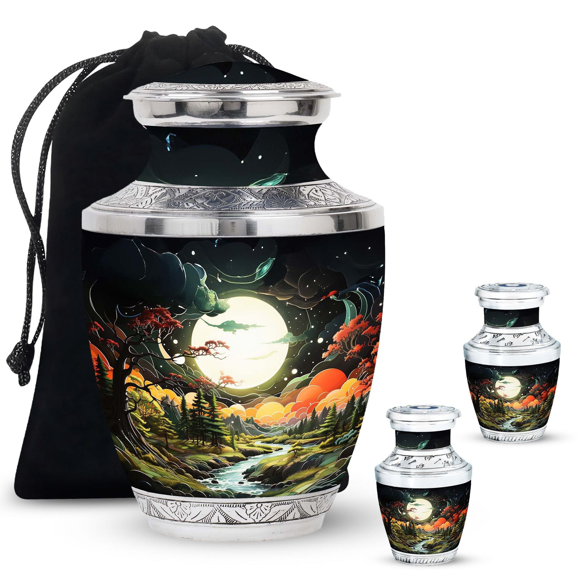 Lunar In Valley - Northern Lights Teardrop, Heart Cremation Urn