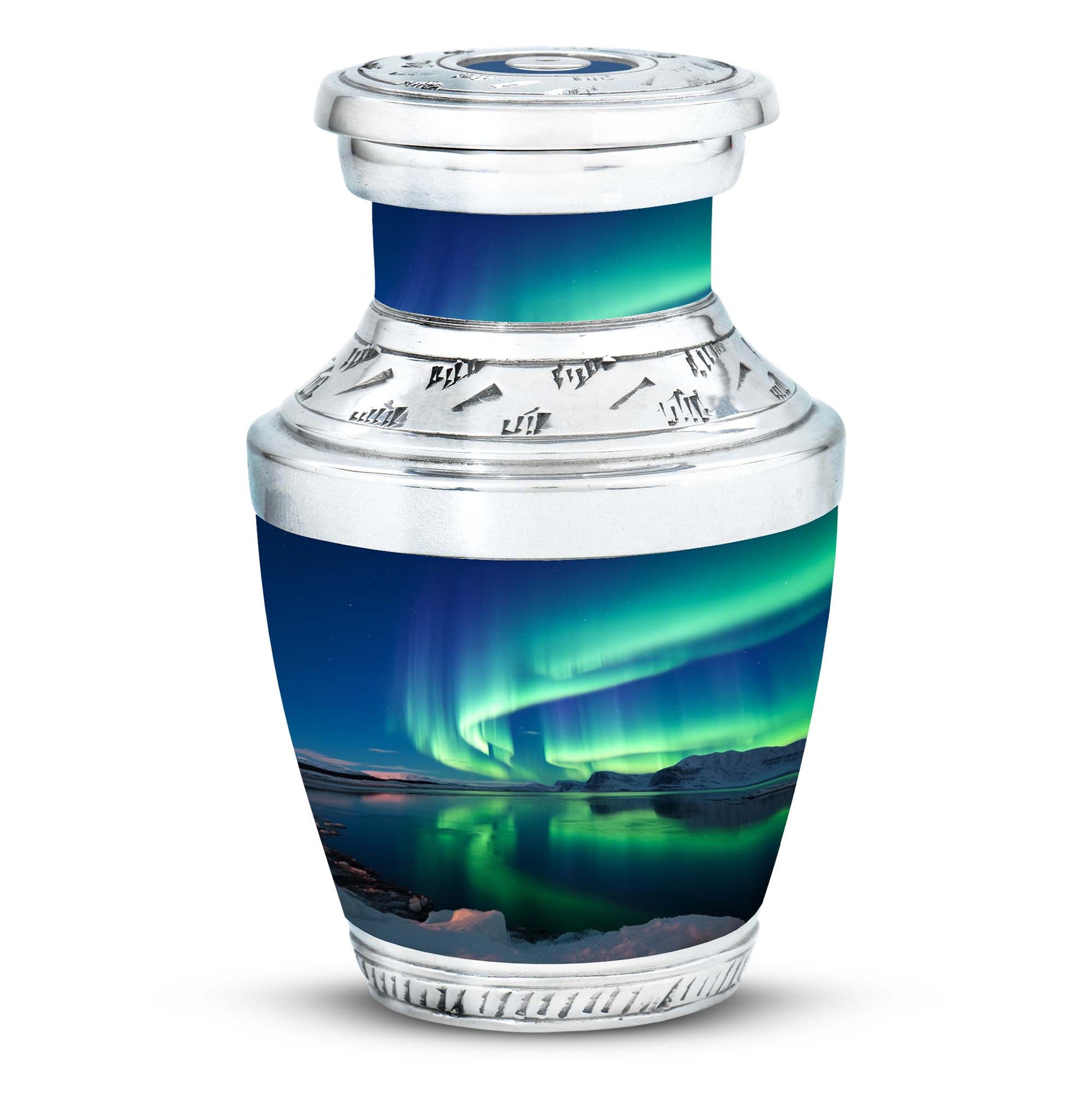 Frozen Landscape - Northern Lights Teardrop, Heart Cremation Urn
