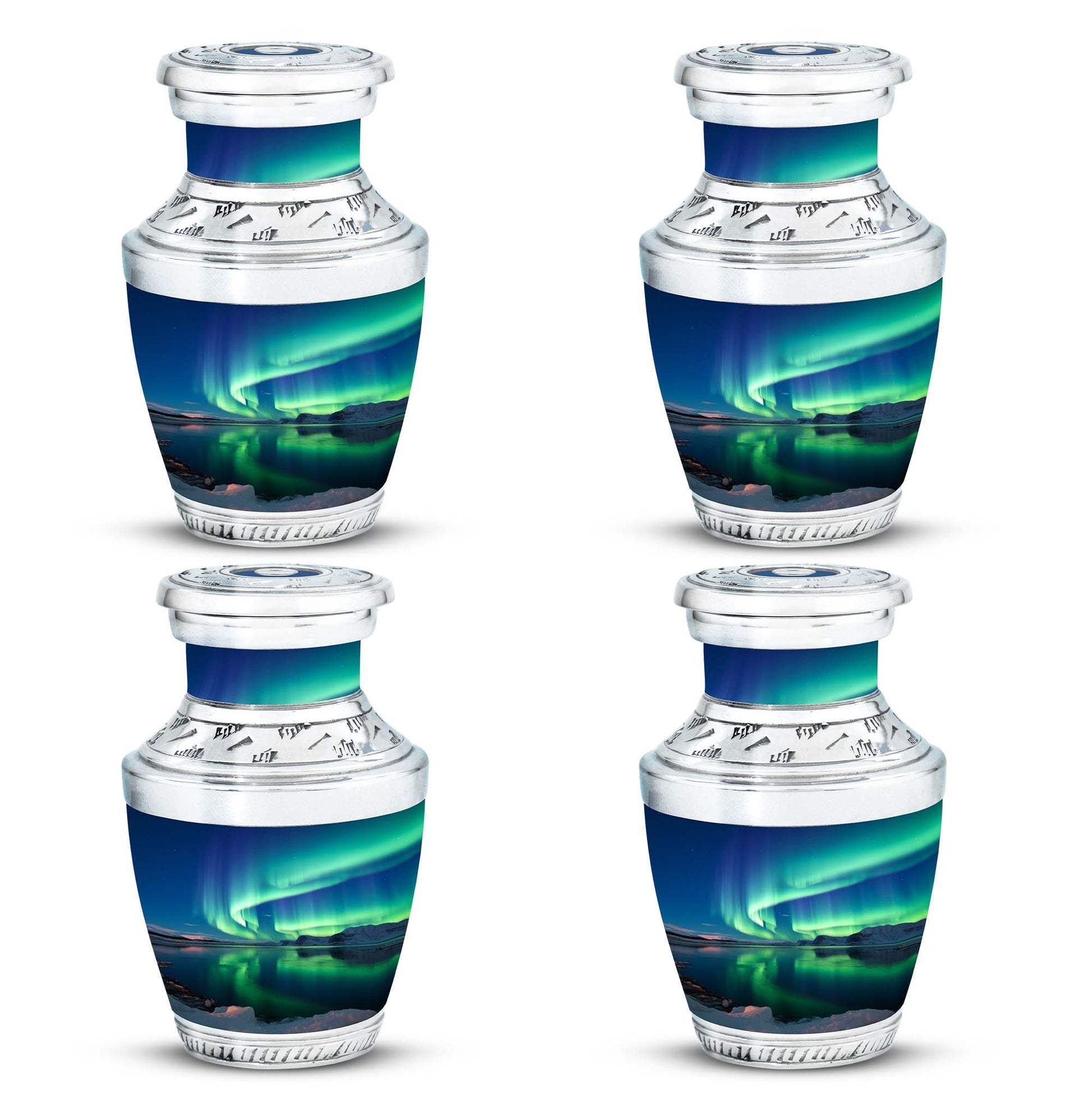Frozen Landscape - Northern Lights Teardrop, Heart Cremation Urn