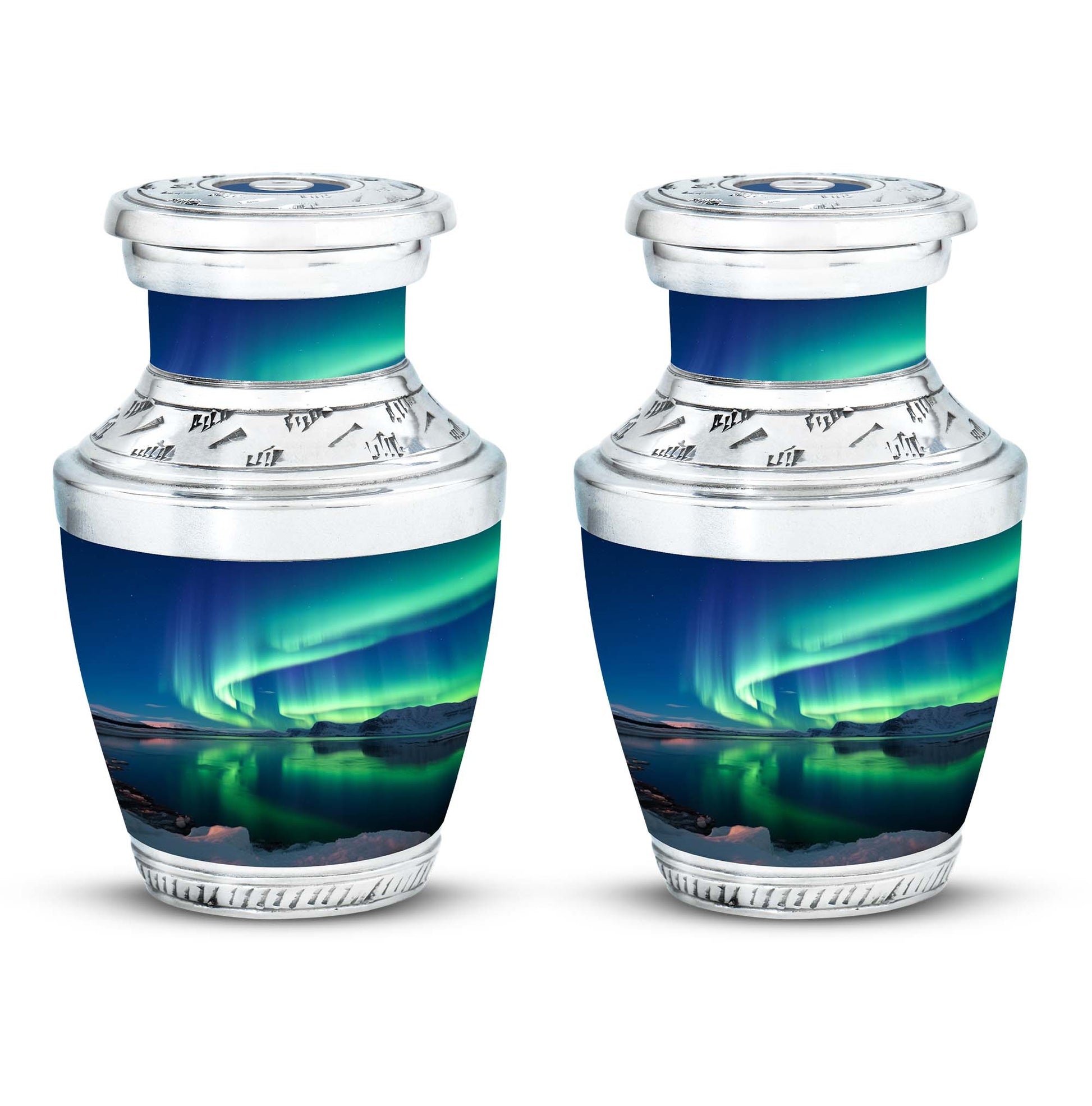 Frozen Landscape - Northern Lights Teardrop, Heart Cremation Urn