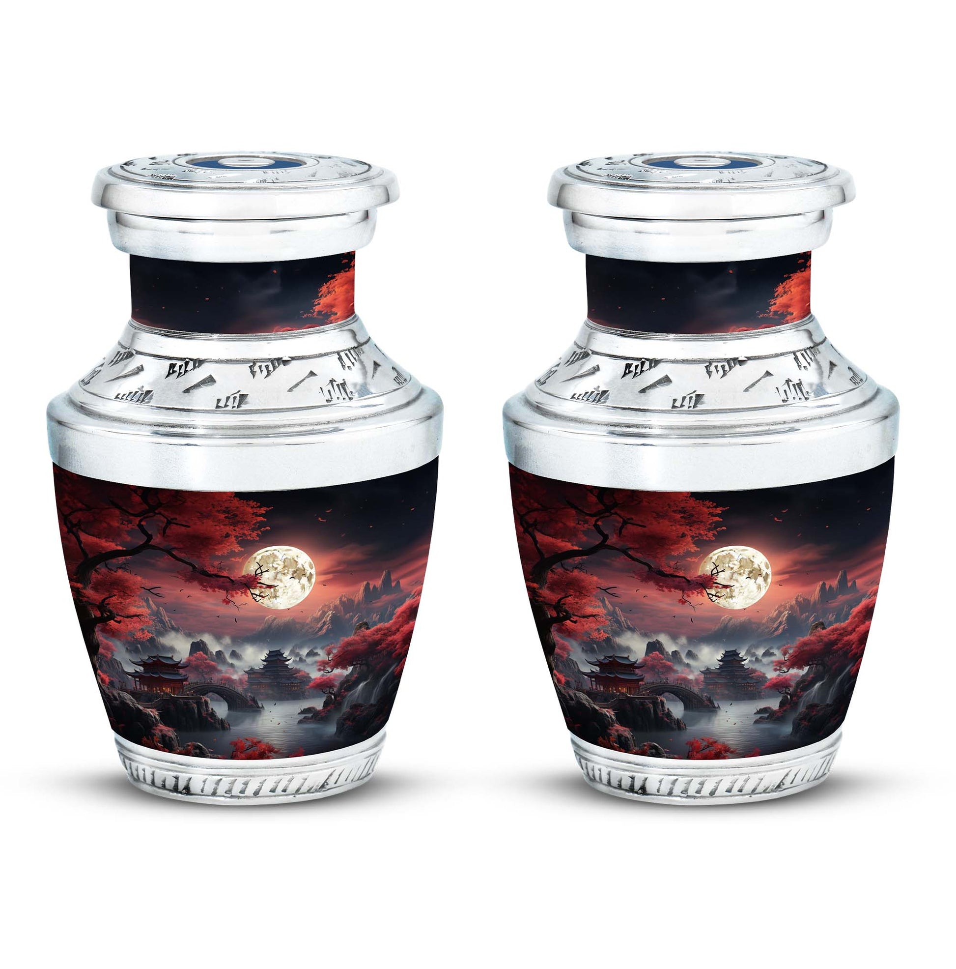 Moonlit Sakura - Moon Urn Large Teardrop, Heart Urn For Ashes