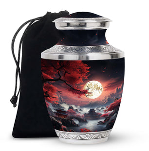 Moonlit Sakura - Moon Urn Large Teardrop, Heart Urn For Ashes