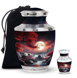 Moonlit Sakura - Moon Urn Large Teardrop, Heart Urn For Ashes