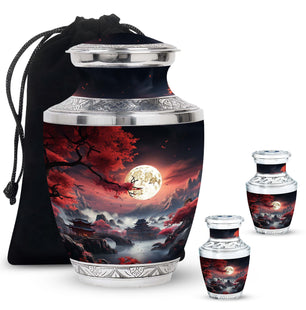 Moonlit Sakura - Moon Urn Large Teardrop, Heart Urn For Ashes
