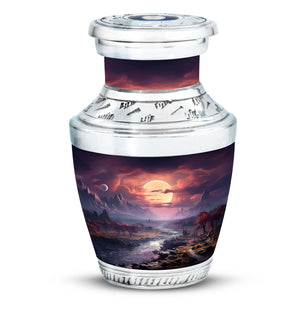 Twilight Crimson Valley - Moon Urn Teardrop, Heart Cremation Urn