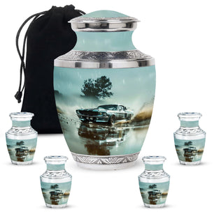 Classic Muscle In The Rain - Car Urn Teardrop, Heart Cremation Urn