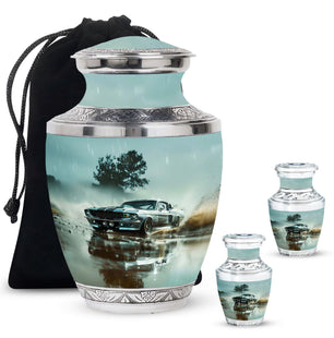 Classic Muscle In The Rain - Car Urn Teardrop, Heart Cremation Urn