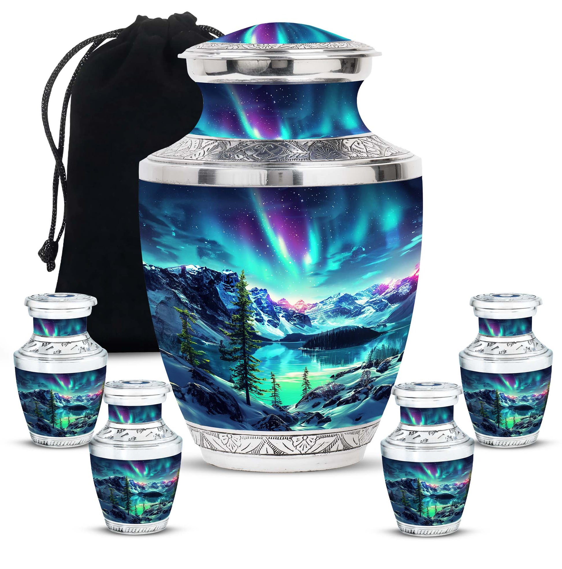 Aurora Borealis Little Urns Large Funeral, Ashes Urn For Ashes
