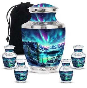 Aurora Borealis Little Urns Large Funeral, Ashes Urn For Ashes