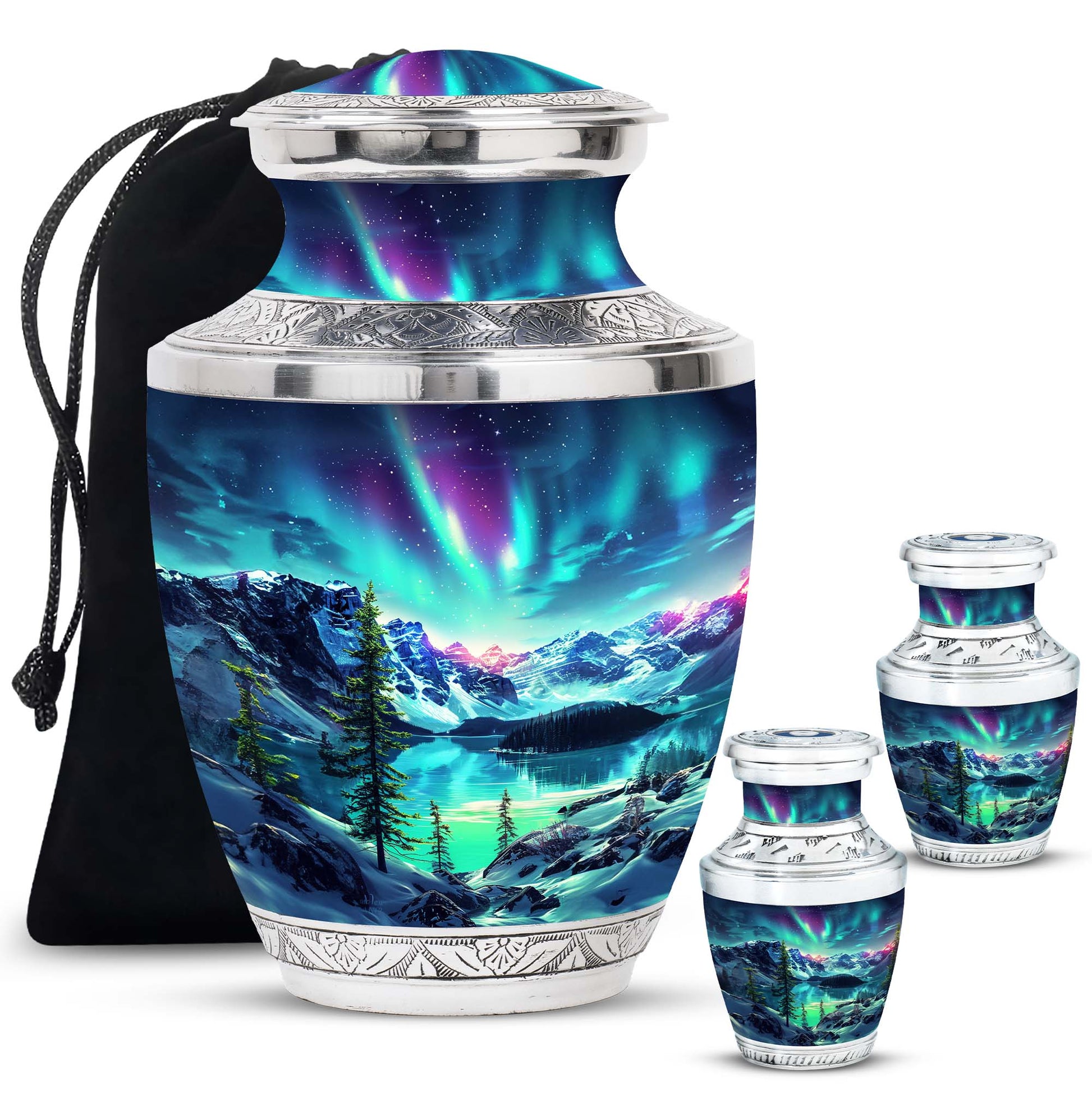 Aurora Borealis Little Urns Large Funeral, Ashes Urn For Ashes