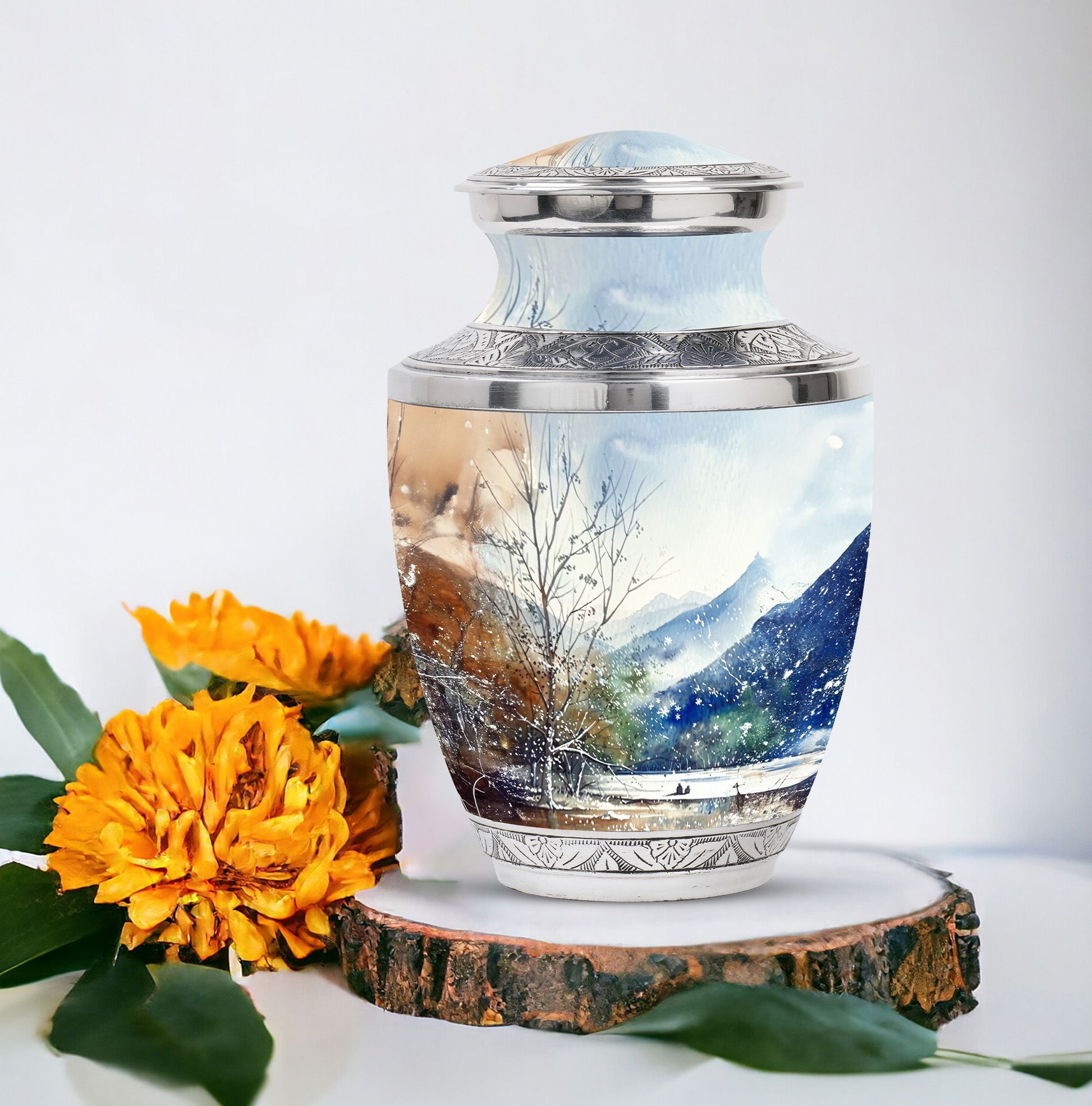 Mountains Urn For Human Remains Funeral, Ashes Memorial Urn