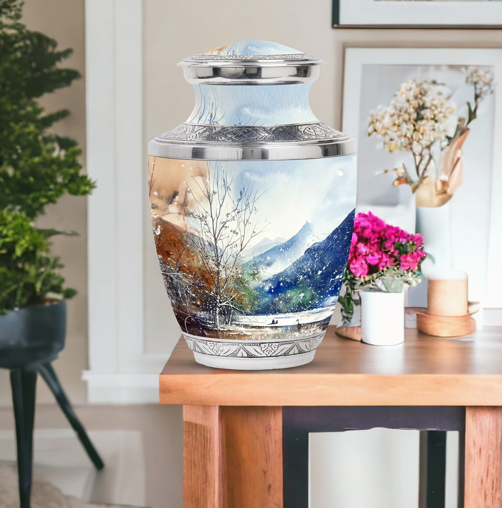 Mountains Urn For Human Remains Funeral, Ashes Memorial Urn